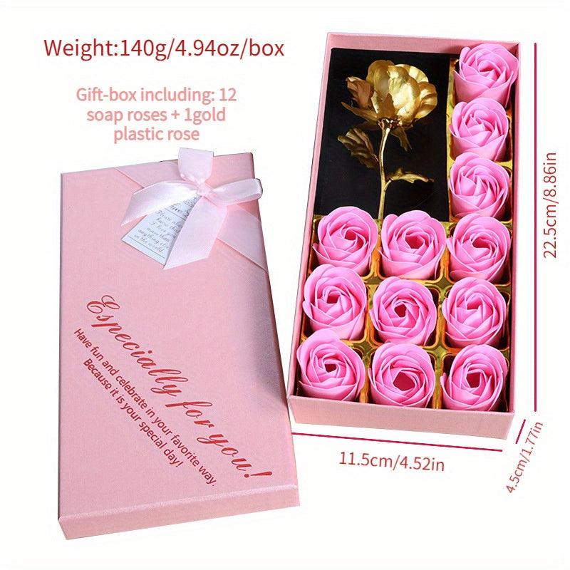 12pcs Soap Rose Small Gift Box Soap Flower Creative Activity Birthday Gift, Christmas, Halloween