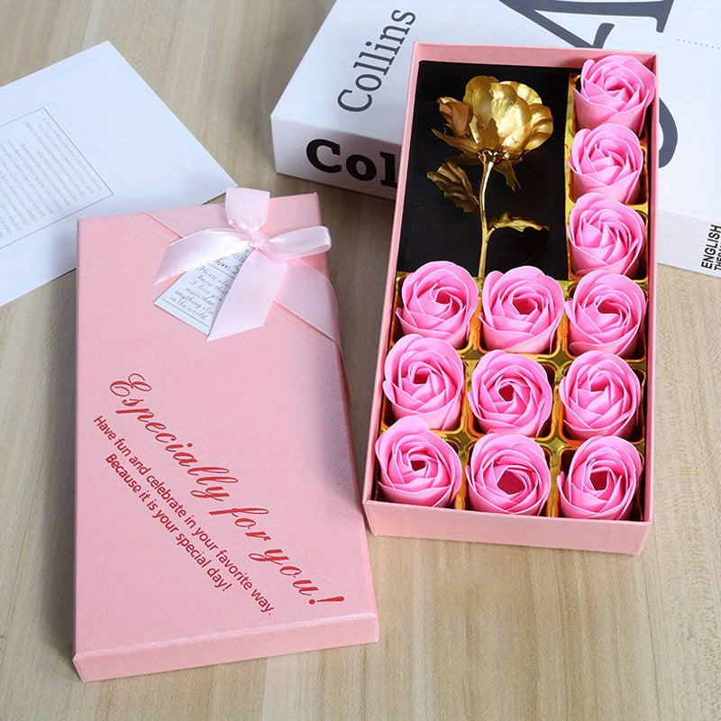 12pcs Soap Rose Small Gift Box Soap Flower Creative Activity Birthday Gift, Christmas, Halloween