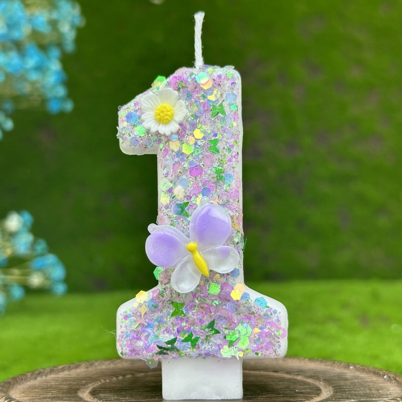 Sparkling Butterfly & Flower Designs Birthday Candle Set - Charming Cake Decorations, Party Favors & Home Decor