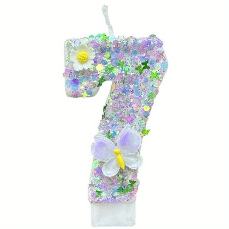 Sparkling Butterfly & Flower Designs Birthday Candle Set - Charming Cake Decorations, Party Favors & Home Decor