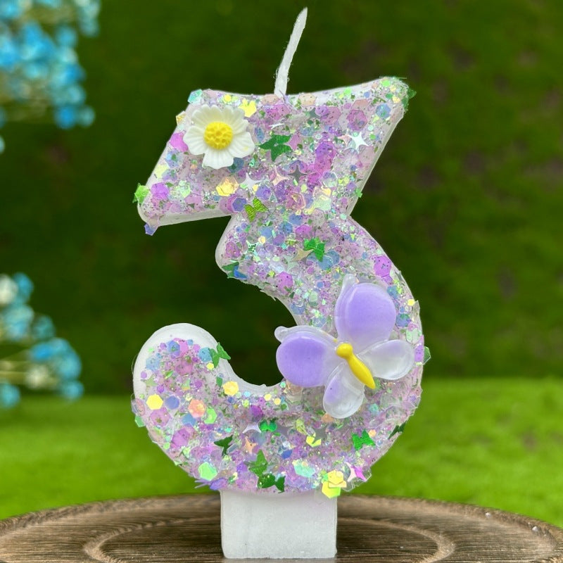 Sparkling Butterfly & Flower Designs Birthday Candle Set - Charming Cake Decorations, Party Favors & Home Decor