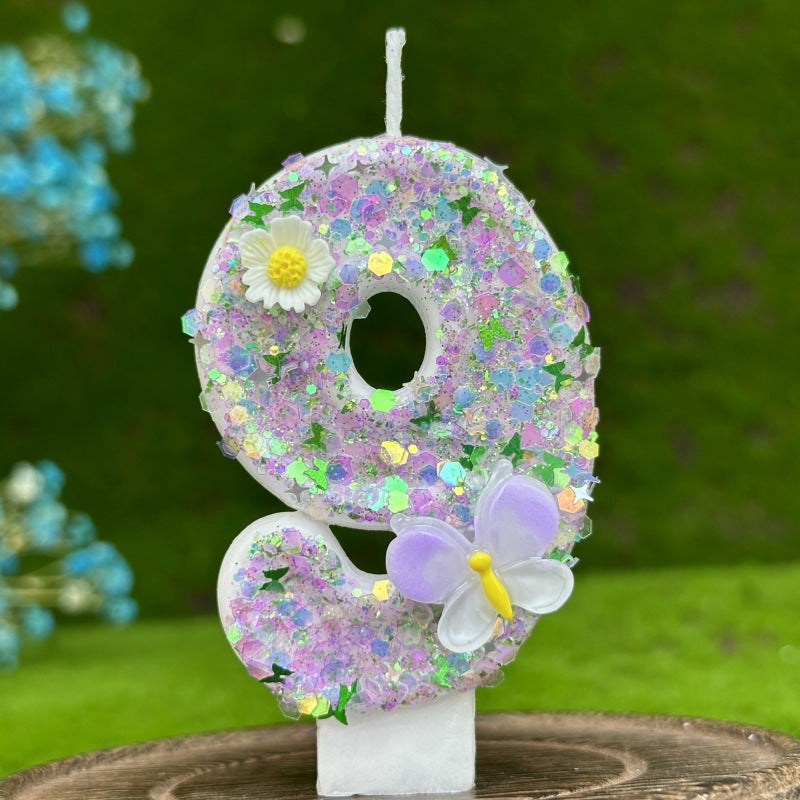 Sparkling Butterfly & Flower Designs Birthday Candle Set - Charming Cake Decorations, Party Favors & Home Decor