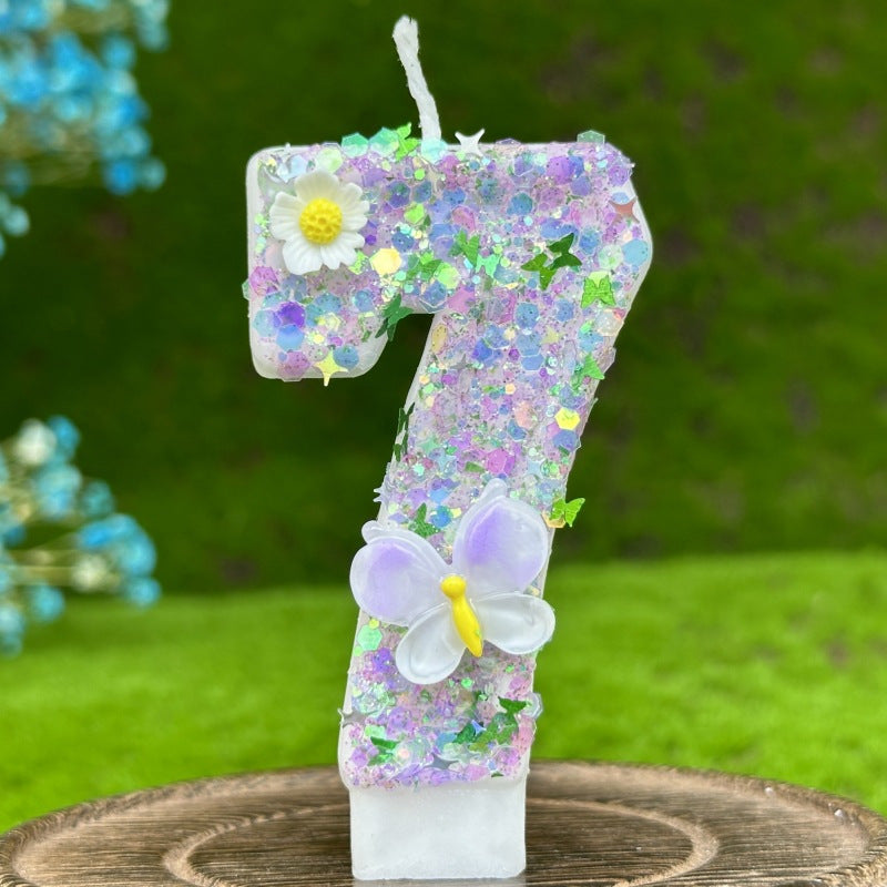 Sparkling Butterfly & Flower Designs Birthday Candle Set - Charming Cake Decorations, Party Favors & Home Decor
