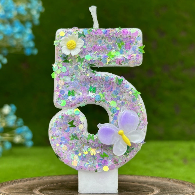 Sparkling Butterfly & Flower Designs Birthday Candle Set - Charming Cake Decorations, Party Favors & Home Decor
