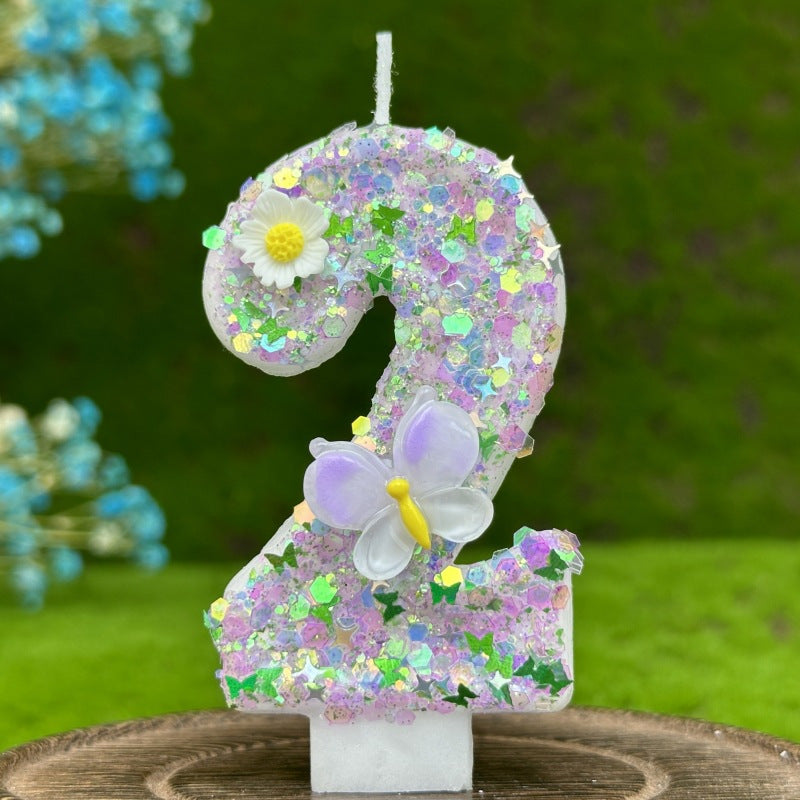Sparkling Butterfly & Flower Designs Birthday Candle Set - Charming Cake Decorations, Party Favors & Home Decor