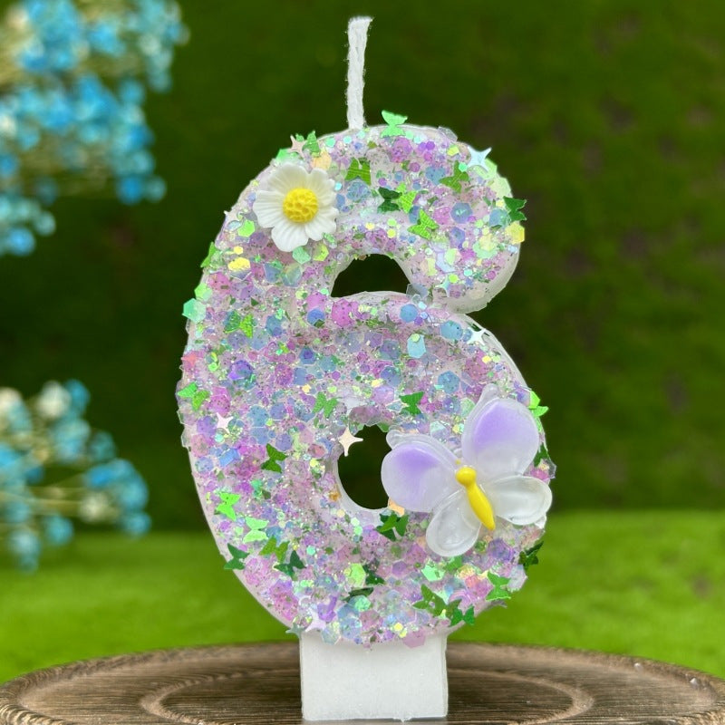 Sparkling Butterfly & Flower Designs Birthday Candle Set - Charming Cake Decorations, Party Favors & Home Decor