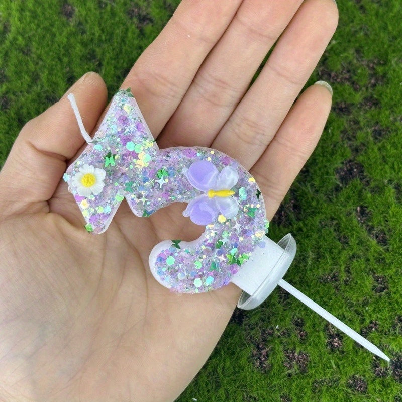 Sparkling Butterfly & Flower Designs Birthday Candle Set - Charming Cake Decorations, Party Favors & Home Decor