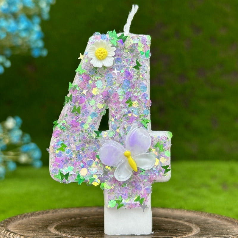 Sparkling Butterfly & Flower Designs Birthday Candle Set - Charming Cake Decorations, Party Favors & Home Decor