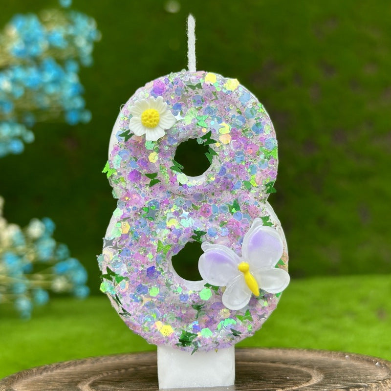 Sparkling Butterfly & Flower Designs Birthday Candle Set - Charming Cake Decorations, Party Favors & Home Decor