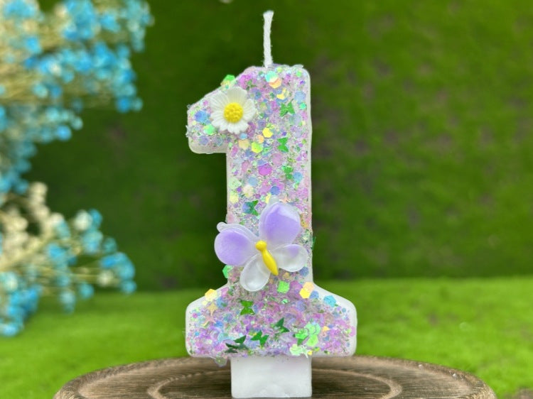 Sparkling Butterfly & Flower Designs Birthday Candle Set - Charming Cake Decorations, Party Favors & Home Decor