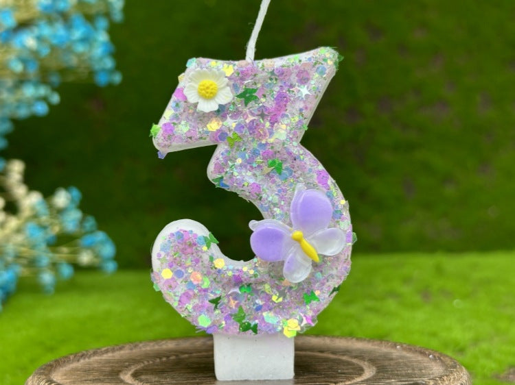 Sparkling Butterfly & Flower Designs Birthday Candle Set - Charming Cake Decorations, Party Favors & Home Decor