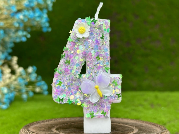 Sparkling Butterfly & Flower Designs Birthday Candle Set - Charming Cake Decorations, Party Favors & Home Decor