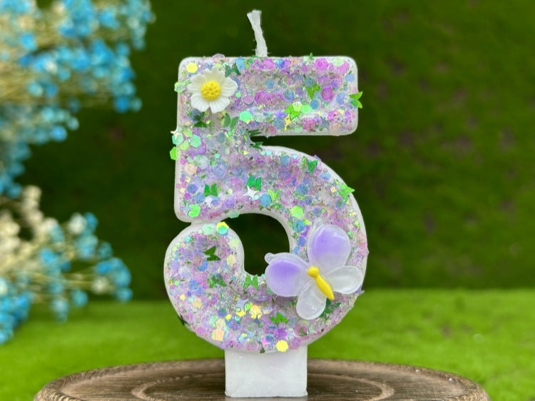 Sparkling Butterfly & Flower Designs Birthday Candle Set - Charming Cake Decorations, Party Favors & Home Decor