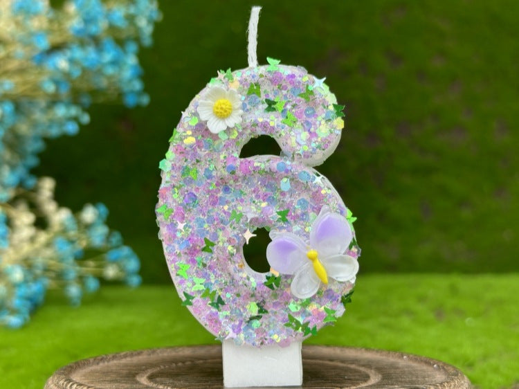 Sparkling Butterfly & Flower Designs Birthday Candle Set - Charming Cake Decorations, Party Favors & Home Decor