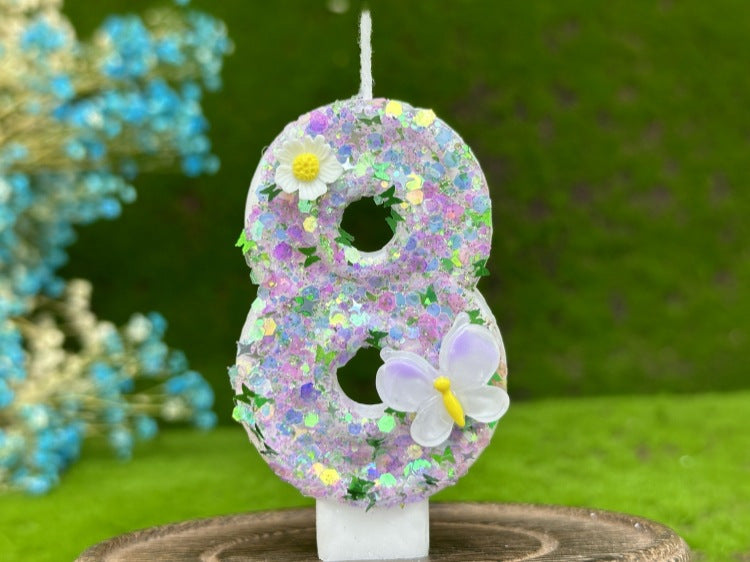 Sparkling Butterfly & Flower Designs Birthday Candle Set - Charming Cake Decorations, Party Favors & Home Decor
