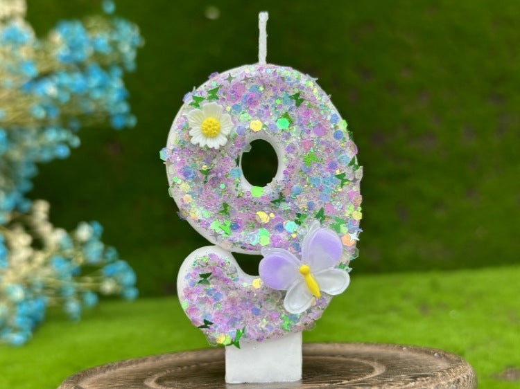 Sparkling Butterfly & Flower Designs Birthday Candle Set - Charming Cake Decorations, Party Favors & Home Decor