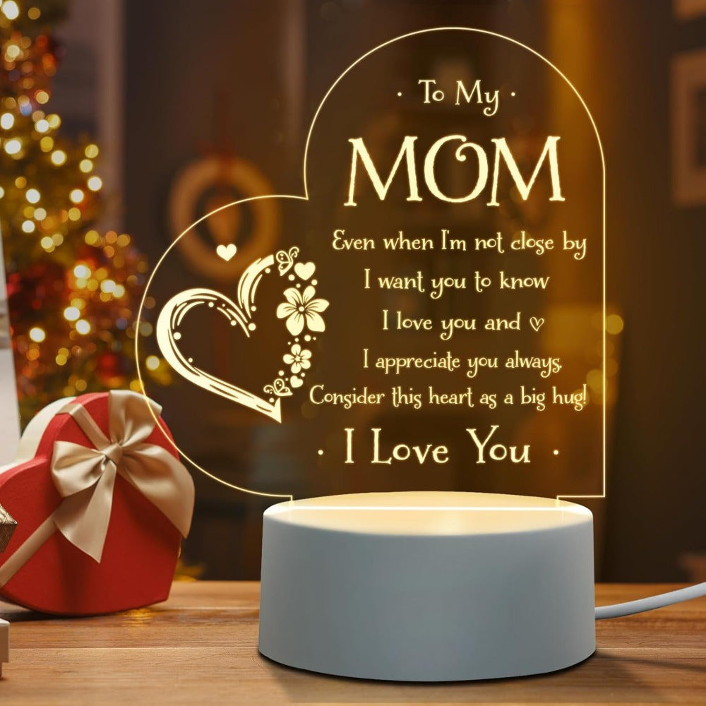 1pc, Gifts for Mom - Engraved Night Light, Mom Birthday Gifts, Mom Gifts from Daughter Son on Christmas Mothers Day Valentines Day, Night Lamp Present