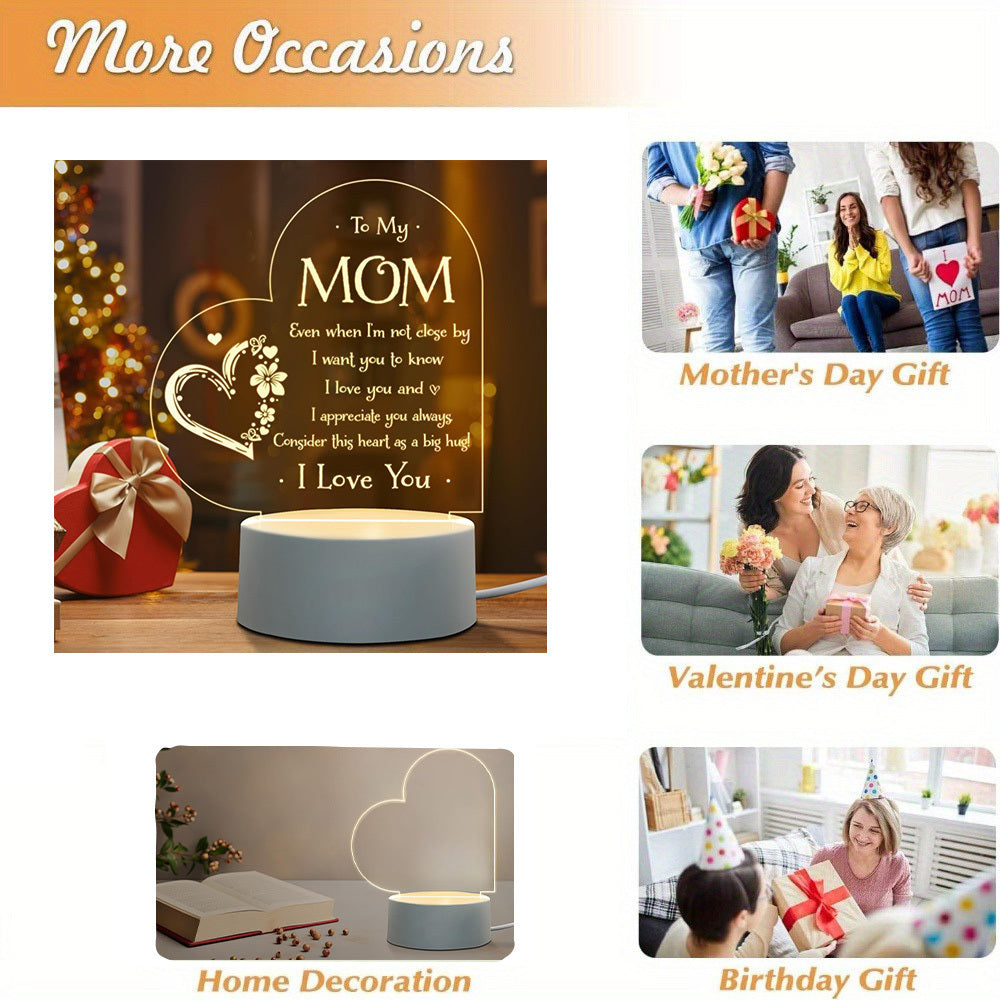 1pc, Gifts for Mom - Engraved Night Light, Mom Birthday Gifts, Mom Gifts from Daughter Son on Christmas Mothers Day Valentines Day, Night Lamp Present