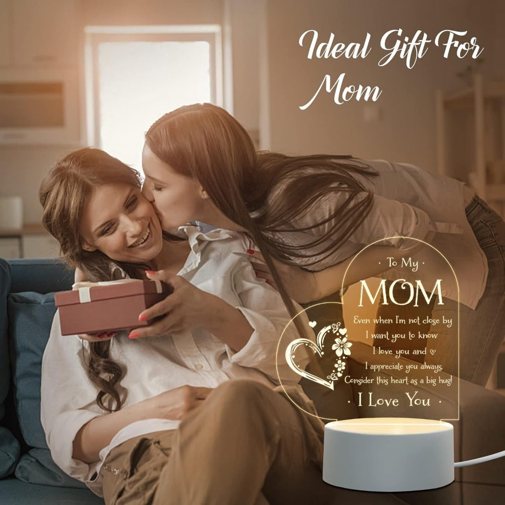 1pc, Gifts for Mom - Engraved Night Light, Mom Birthday Gifts, Mom Gifts from Daughter Son on Christmas Mothers Day Valentines Day, Night Lamp Present