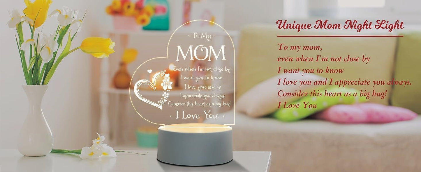 1pc, Gifts for Mom - Engraved Night Light, Mom Birthday Gifts, Mom Gifts from Daughter Son on Christmas Mothers Day Valentines Day, Night Lamp Present