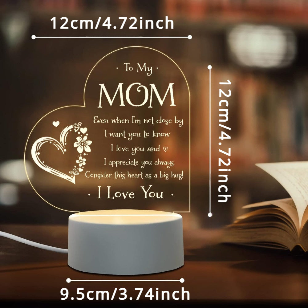 1pc, Gifts for Mom - Engraved Night Light, Mom Birthday Gifts, Mom Gifts from Daughter Son on Christmas Mothers Day Valentines Day, Night Lamp Present