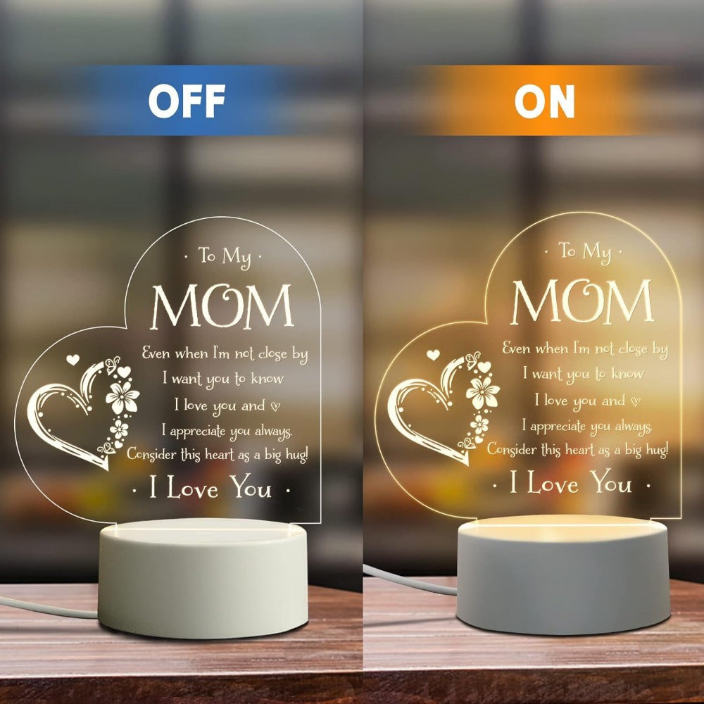 1pc, Gifts for Mom - Engraved Night Light, Mom Birthday Gifts, Mom Gifts from Daughter Son on Christmas Mothers Day Valentines Day, Night Lamp Present