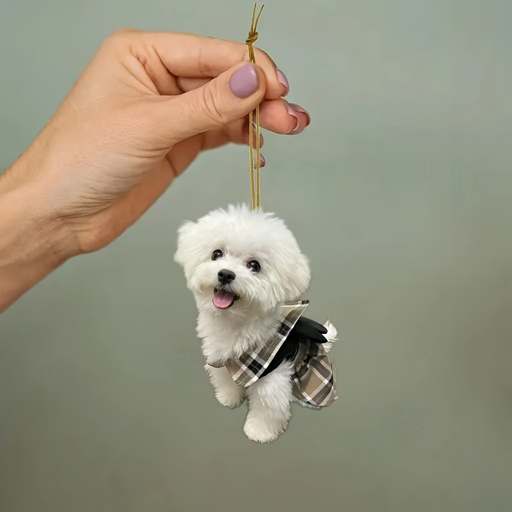 Adorable 2D Acrylic Cute Puppy Car Hanging Decoration - Perfect for Holiday, Christmas Tree, Couple Gifts, Home Decor, Keychain, Backpack Pendant - Ideal for Fathers Day, Graduation, Mothers Day, New Year, Valentines Day Cele