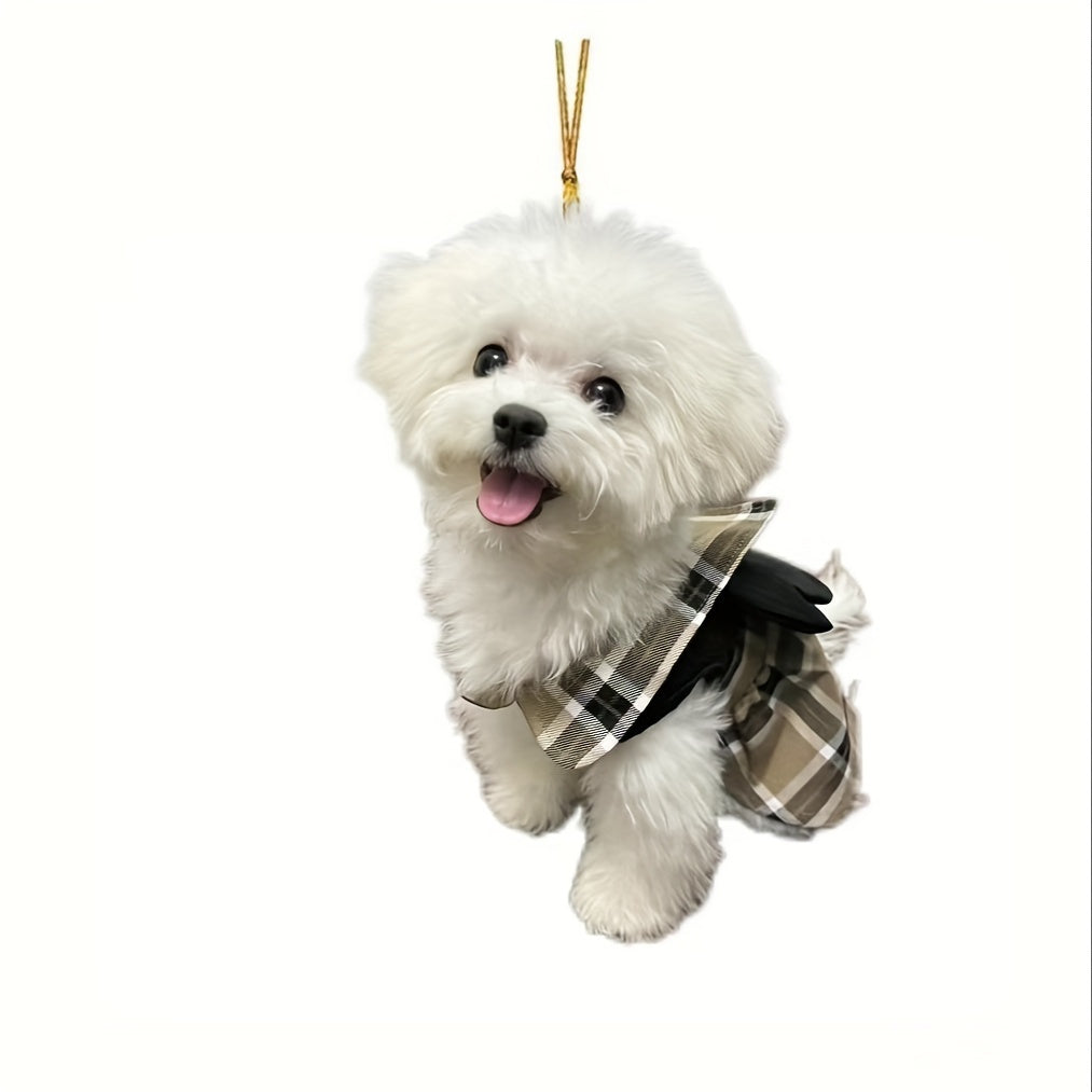 Adorable 2D Acrylic Cute Puppy Car Hanging Decoration - Perfect for Holiday, Christmas Tree, Couple Gifts, Home Decor, Keychain, Backpack Pendant - Ideal for Fathers Day, Graduation, Mothers Day, New Year, Valentines Day Cele