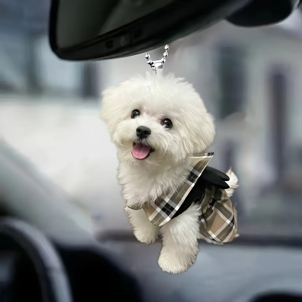 Adorable 2D Acrylic Cute Puppy Car Hanging Decoration - Perfect for Holiday, Christmas Tree, Couple Gifts, Home Decor, Keychain, Backpack Pendant - Ideal for Fathers Day, Graduation, Mothers Day, New Year, Valentines Day Cele