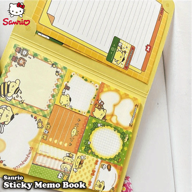 Hello Kitty Sticky Memo Book: 2 Letter Paper Designs + 11 Sticky Note Designs, 30 Sheets Each, Total 330 Sheets - A5 Size - Available in 6 Sanrio Character Covers - Perfect for Notes, Memos, and Gifts