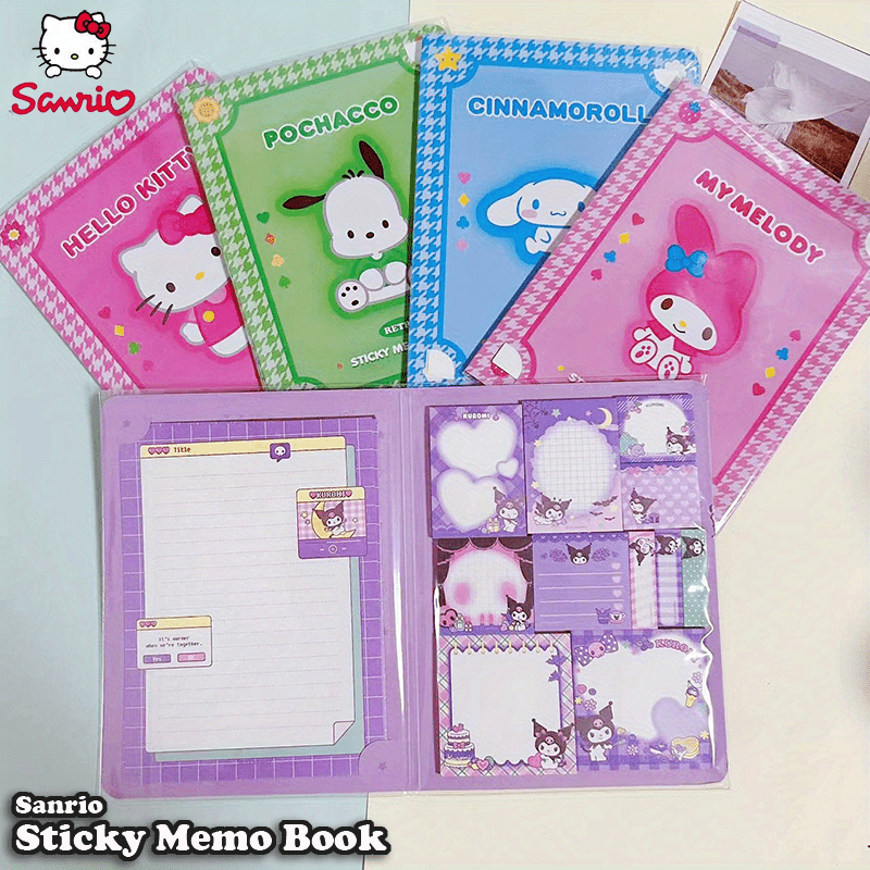 Hello Kitty Sticky Memo Book: 2 Letter Paper Designs + 11 Sticky Note Designs, 30 Sheets Each, Total 330 Sheets - A5 Size - Available in 6 Sanrio Character Covers - Perfect for Notes, Memos, and Gifts