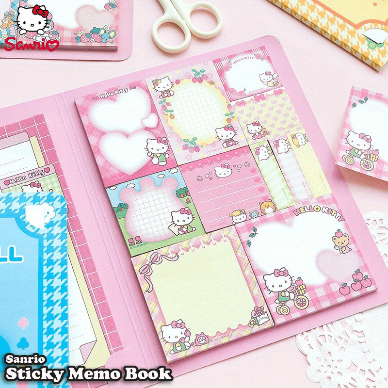 Hello Kitty Sticky Memo Book: 2 Letter Paper Designs + 11 Sticky Note Designs, 30 Sheets Each, Total 330 Sheets - A5 Size - Available in 6 Sanrio Character Covers - Perfect for Notes, Memos, and Gifts