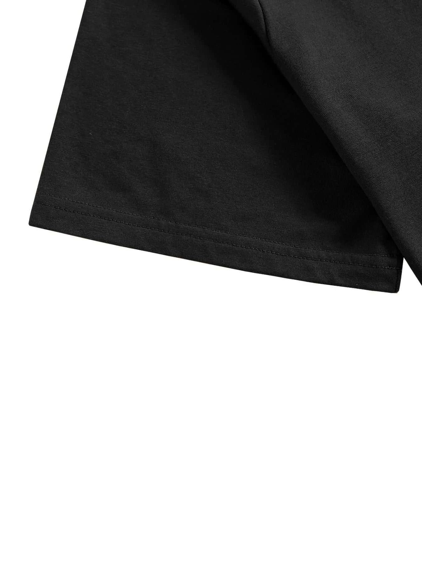 Men'S Keep it Quiet Gothic Character Graphic Tee - Casual Polyester Short Sleeve T-Shirt with Bold Red Lettering, Crew Neck, Spring/Autumn Streetwear