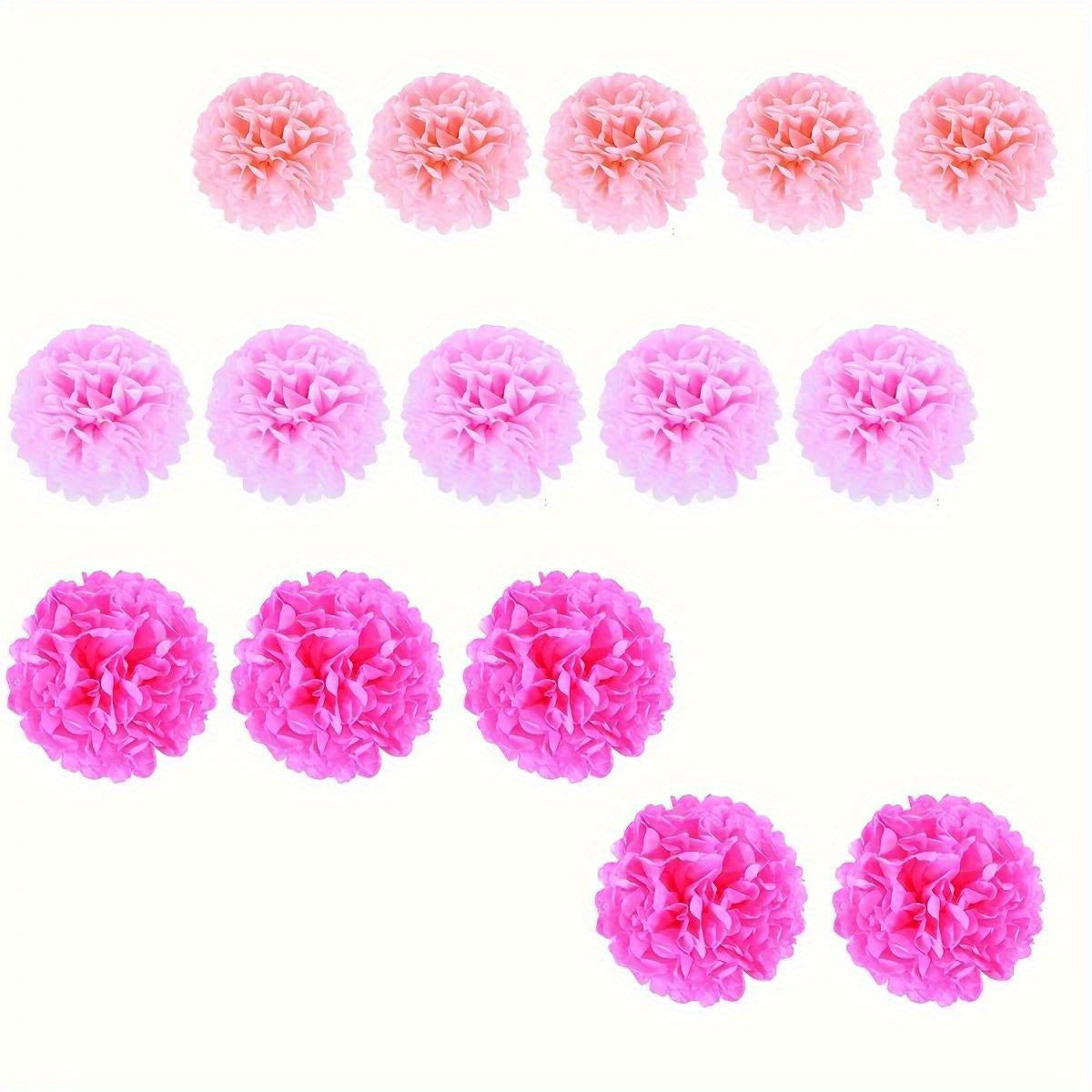 15pcs Vibrant Handcrafted Paper Flower Balls - Romantic Decor for Valentines Day, Weddings, Birthdays Event Essentials, Halloween Decorations, Christmas Decorations
