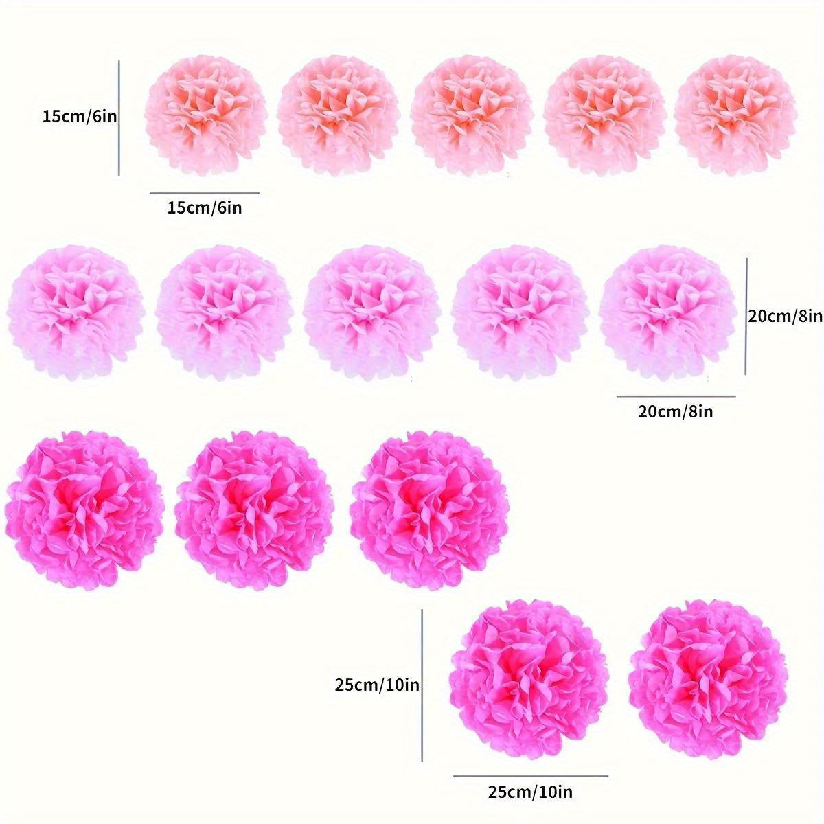 15pcs Vibrant Handcrafted Paper Flower Balls - Romantic Decor for Valentines Day, Weddings, Birthdays Event Essentials, Halloween Decorations, Christmas Decorations