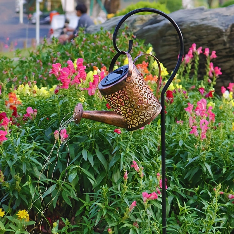 1pc Solar-Powered Watering Can Lantern - Durable Metal, Waterproof Outdoor Decor - Romantic Ambient Light for Gardens, Patios, Yards, Pathways, Perfect Mothers Day & Holiday Gift
