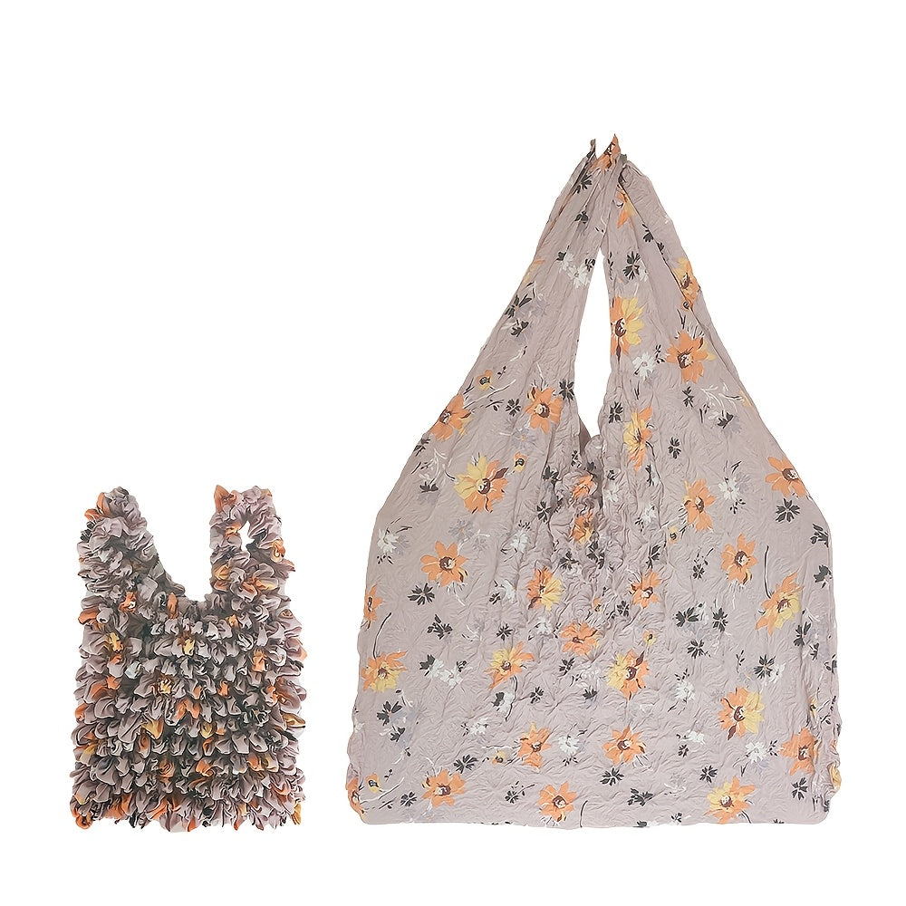 Women's Extra Large Foldable Shopping Tote Bag - Solid Color, Fabric with Polyester Lining - Hand Wash or Dry Clean | Fixed Shoulder Straps | Retractable Design