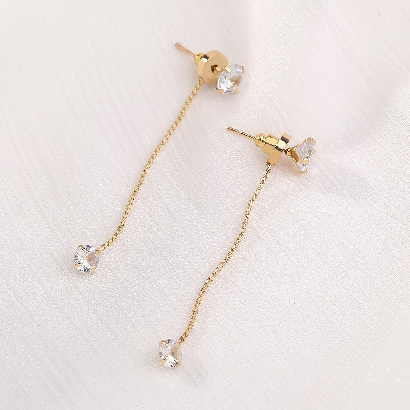 Elegant Drop Earrings Inlaid Shiny Zircon Pendant Minimalist Earrings For Women