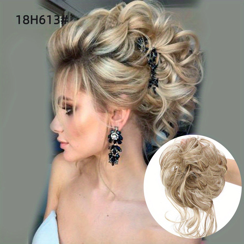 Add Volume And Style with Synthetic Messy Curly Hair Bun Chignon Scrunchy Hair Band! Hair Halloween Christmas