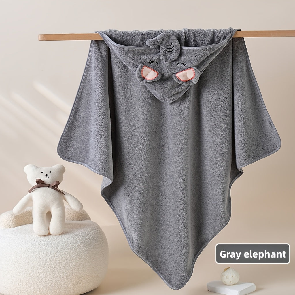 A Super Absorbent Microfiber Baby Bath Towel, Suitable for Infants Aged 0-2 Years, Featuring a Hood, Soft And Comfortable, with a Cartoon Design, Machine Washable, Perfect for Baby Bathing