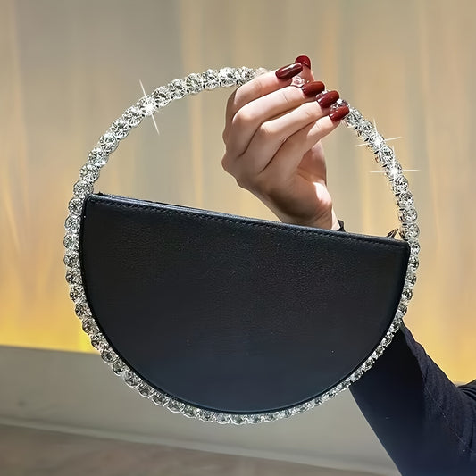 Flower Rhinestone Evening Purse, Luxury Hollow Out Clutch Bag, Women Handbag For Wedding Prom Cocktail Party