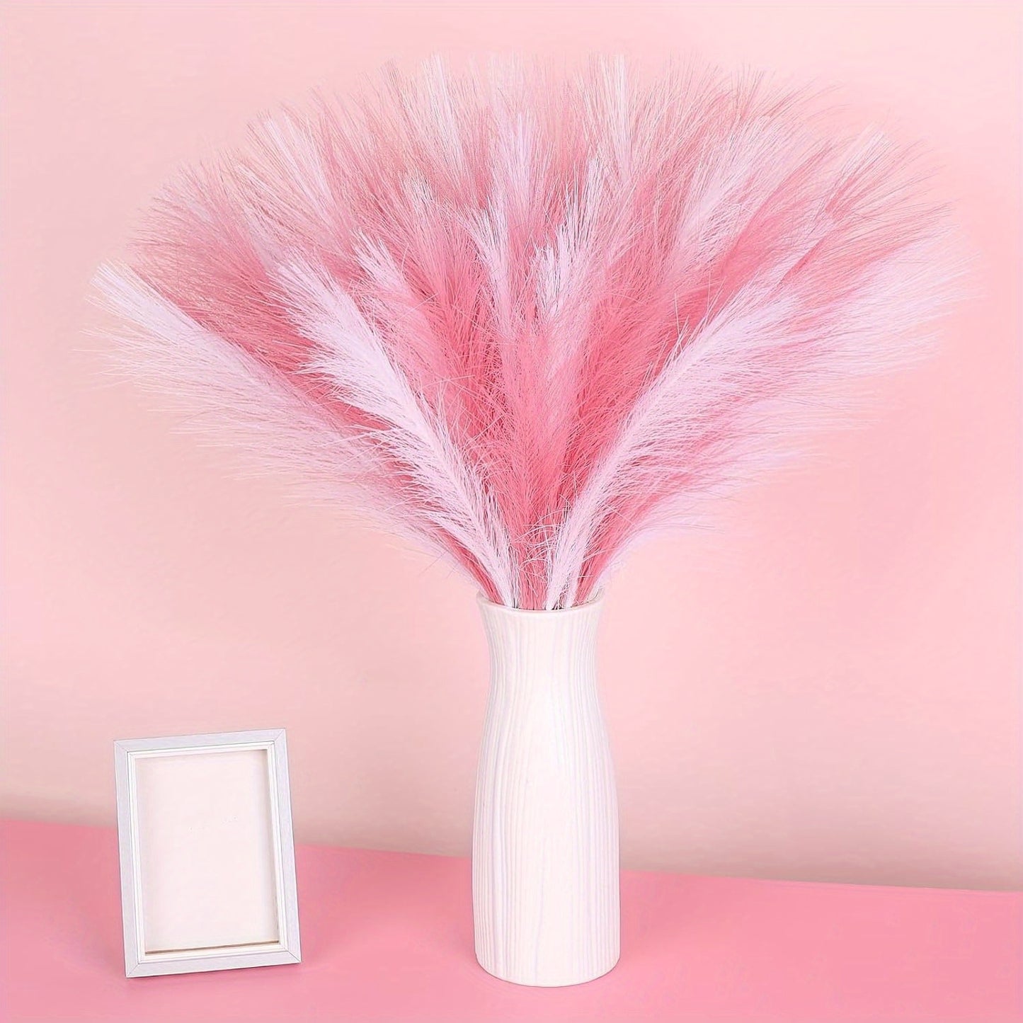 21pcs Artificial Pampas Grass - Faux Reed Feathers for Home & Wedding Decor, Perfect for Vase Display, Event Styling, Table Centerpiece, Natural Aesthetic, Minimalist Arrangement, Realistic Texture, Durable Stems, Feather Acc