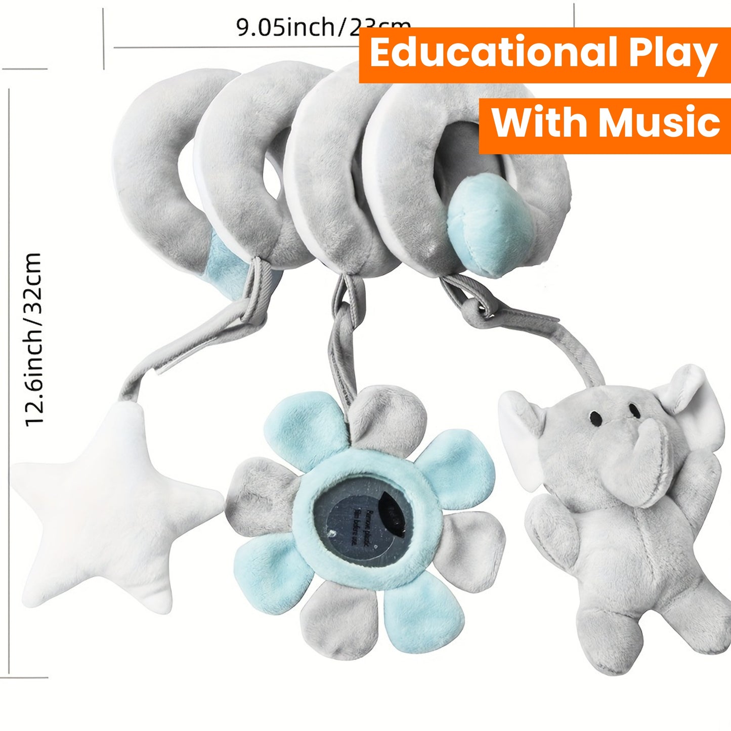 [Plush Toy for Boys and Girls] Infant Activity Hanging Plush Toy | with Music, Spiral Stroller and Crib Toy with Squeaker and Rattles, Educational Play for Newborns, 0-3 Years Old