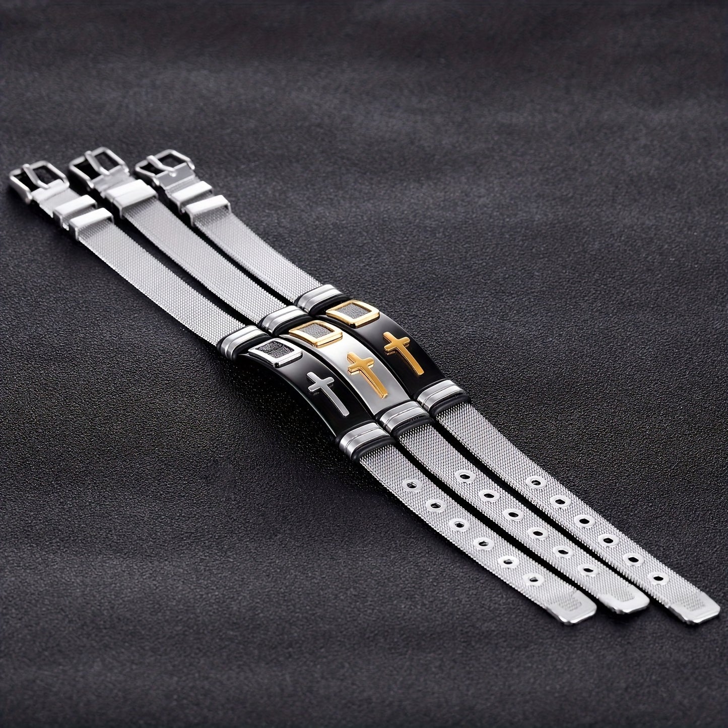 New Cross Titanium Steel Personality Men's Personality Bracelet Glossy Jewelry Popular Fashion Stainless Steel Bracelet