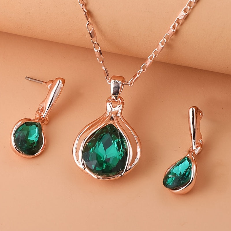 2pcs Women's Jewelry Set - Simple Style, Zinc Alloy with Artificial Crystal - All Season & Valentine's Day Gift | Daily Wear | Elegant Design