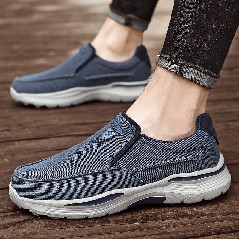 Men's Canvas Breathable Slip On Loafer Shoes Comfortable Walking Sneakers