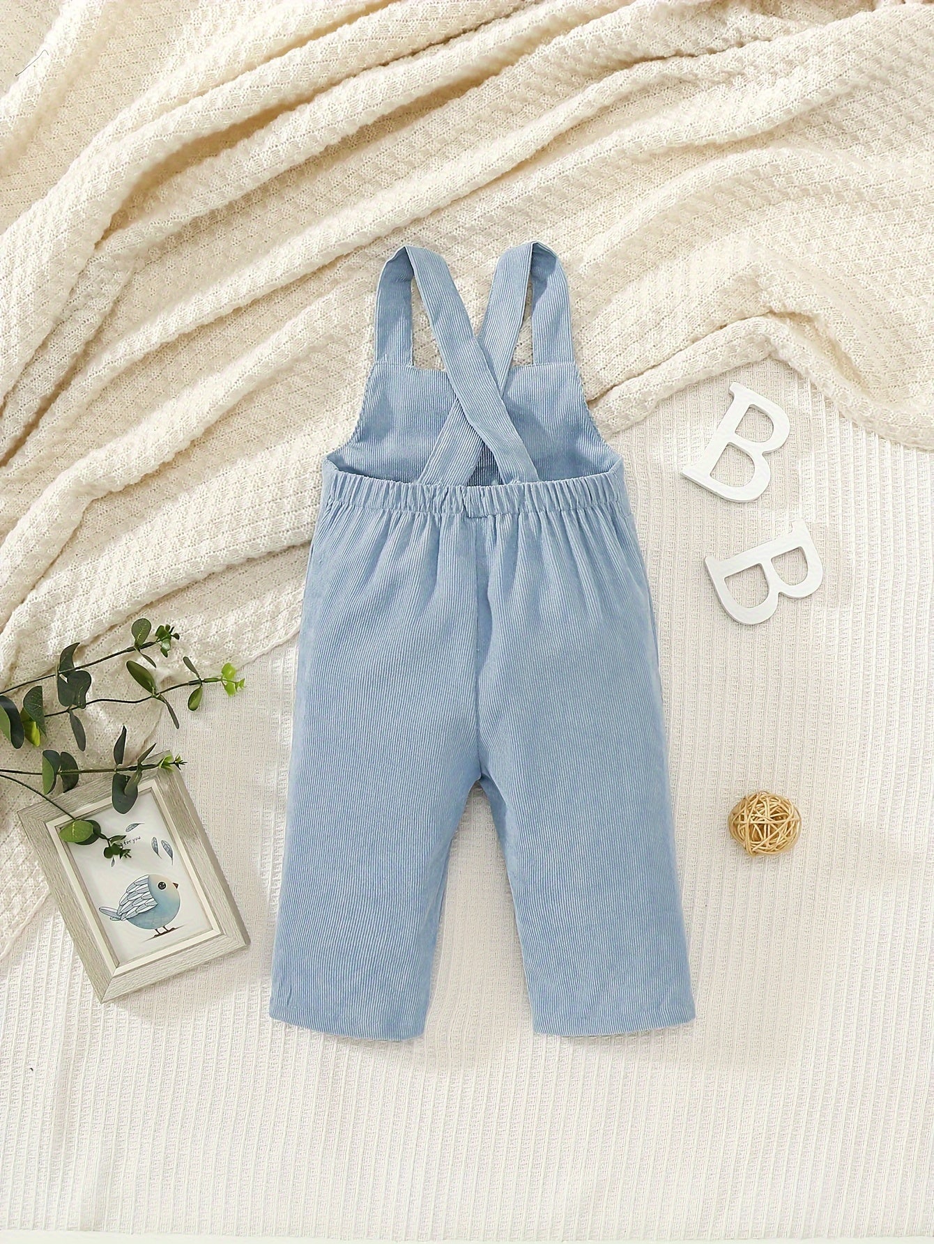 Casual Corduroy Knotted Toddler Baby Overalls, Jumpsuit With Pocket, Retro Strap Pants For Boys Girls