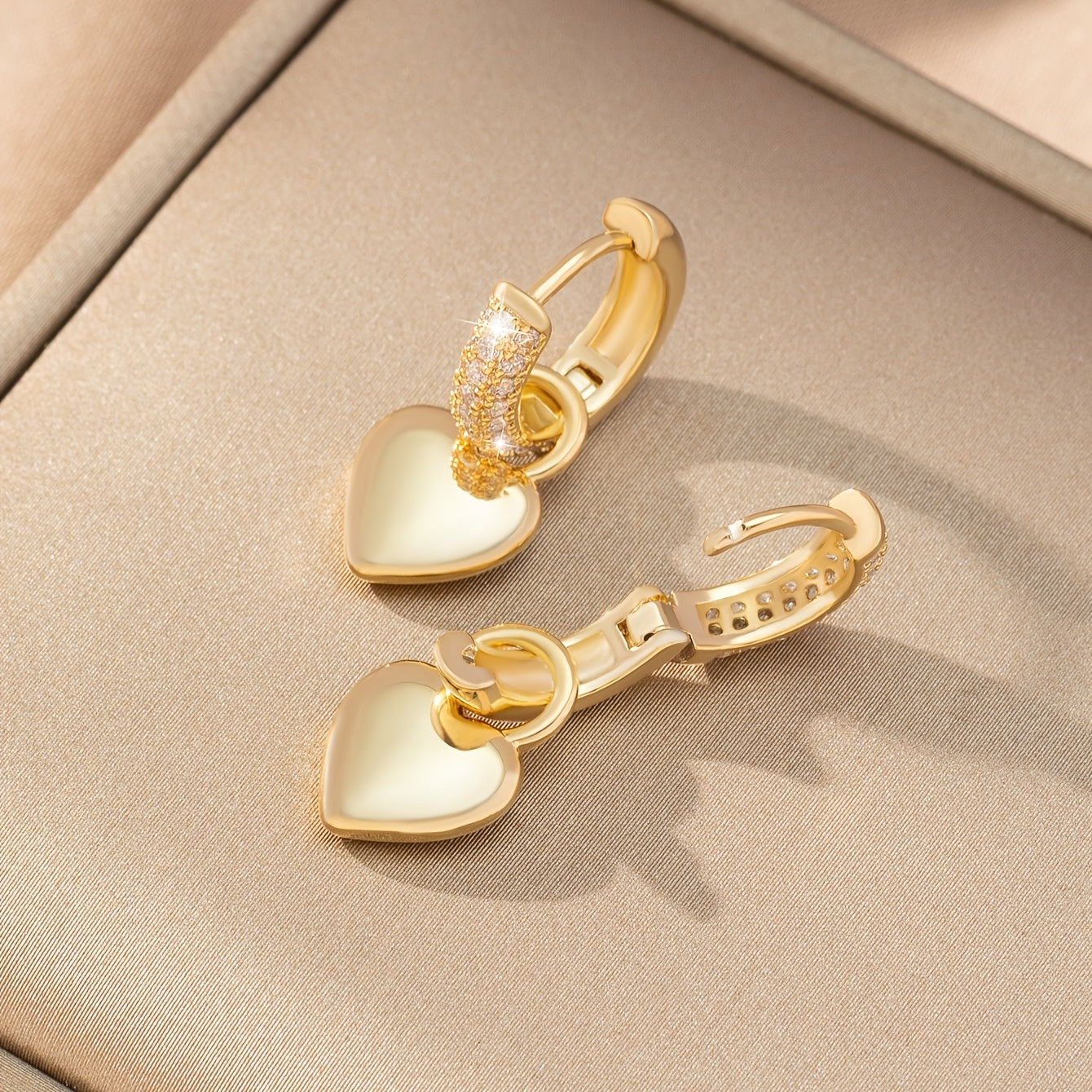 Luxury Love Heart Zirconia Pendant Earrings For Women   1Pair