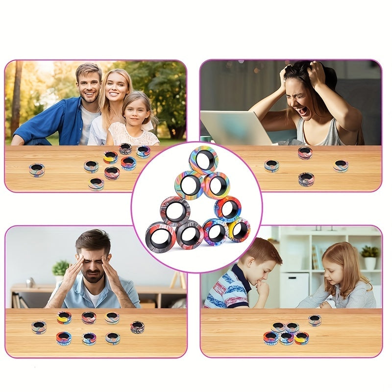 3pcs Magnetic Rings Toy Set, Adult Magnets Spinner Rings, Creative Toy