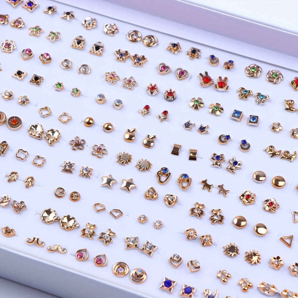 36 Pairs Of Stud Earrings Big Set For Women Mini Flower Heart Shape Mixed Styles Simple Leisure Style Exquisite Gifts